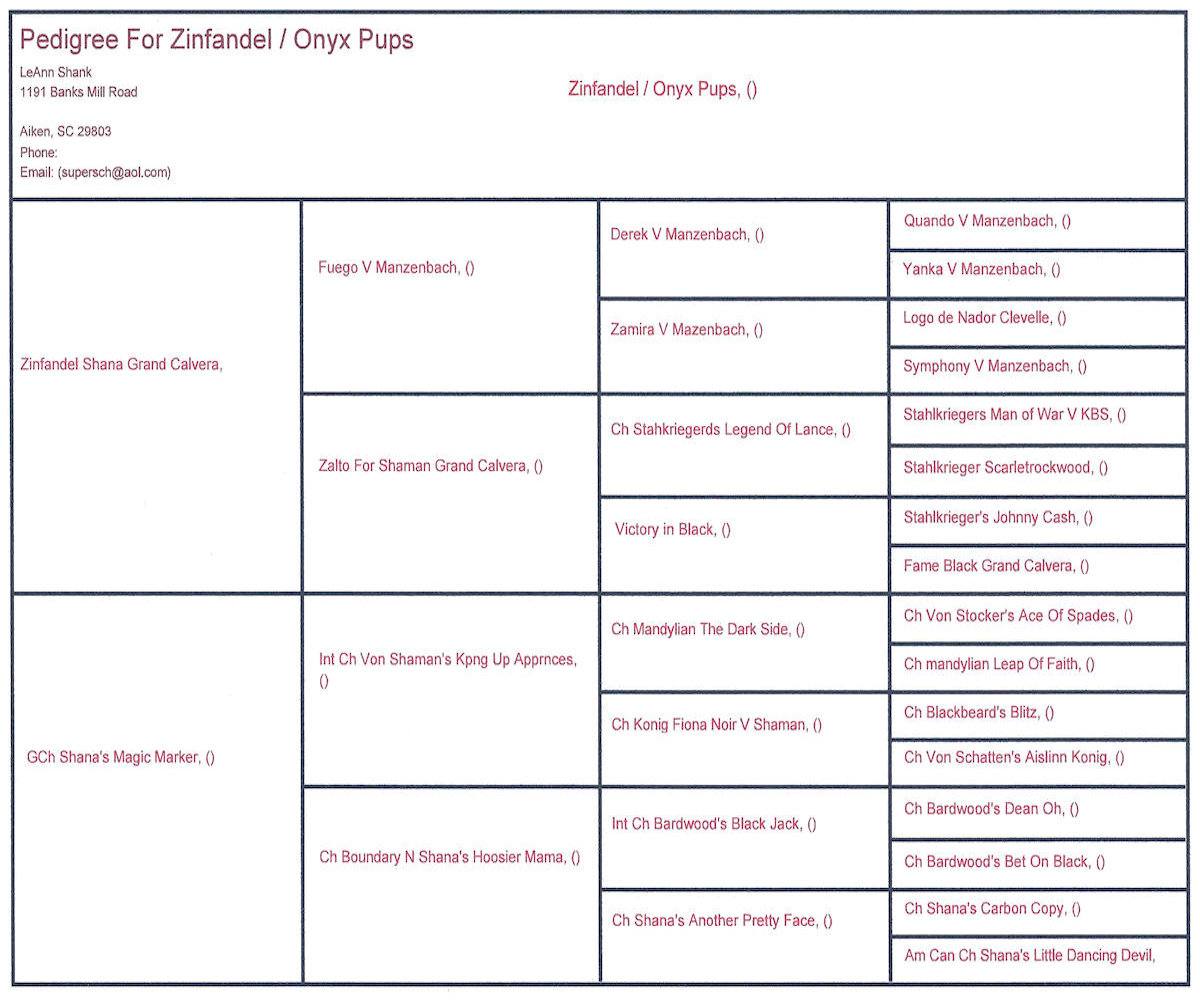 Cabot  Pedigree